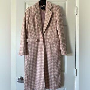 Elegant vintage Wool Pink Houndstooth Women's Coat